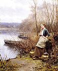Daniel Ridgway Knight Canvas Paintings - A Lovely Thought